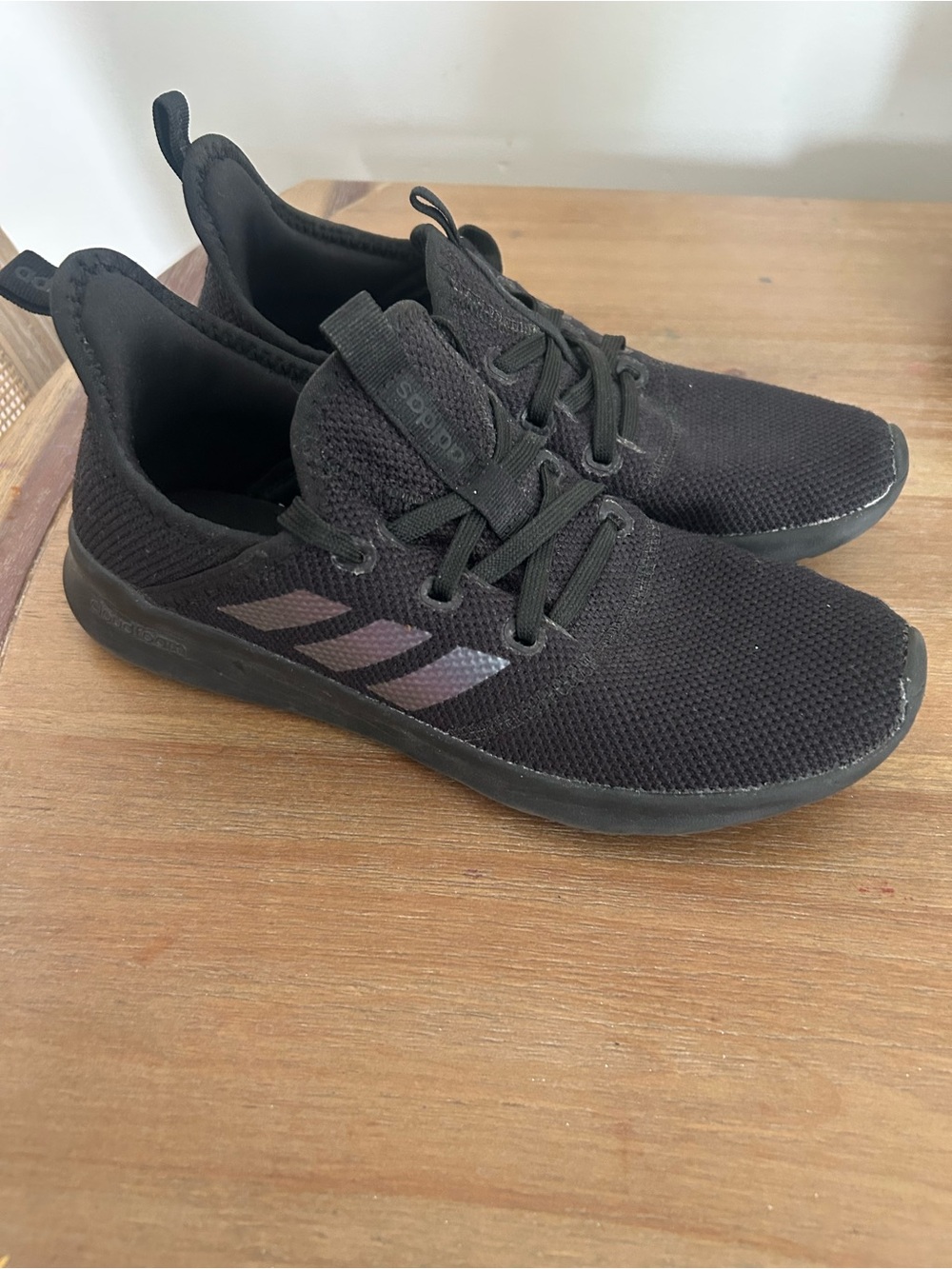 adidas Men’s Black Athletic Sneakers with Iridescent Stripes